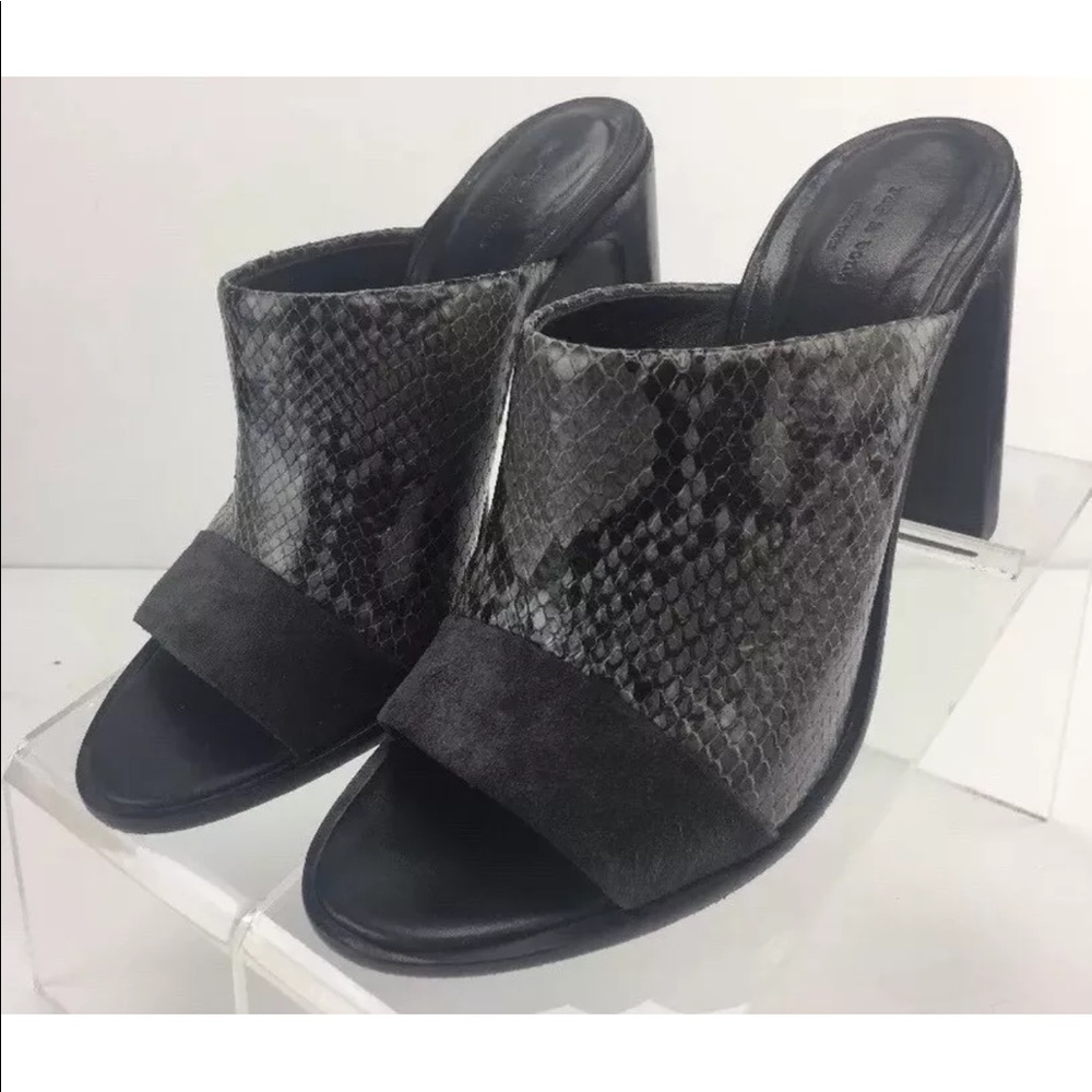 rag & bone Black Snakeskin Mules